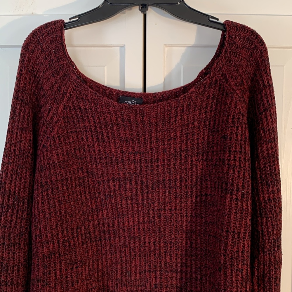 Rue 21 Large Burgundy Scoop Neck Hi-lo Sweater